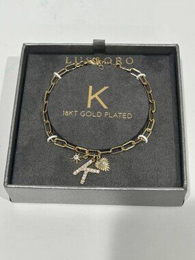 Lussoro “K” Initial Bracelet 18KT Gold Plated